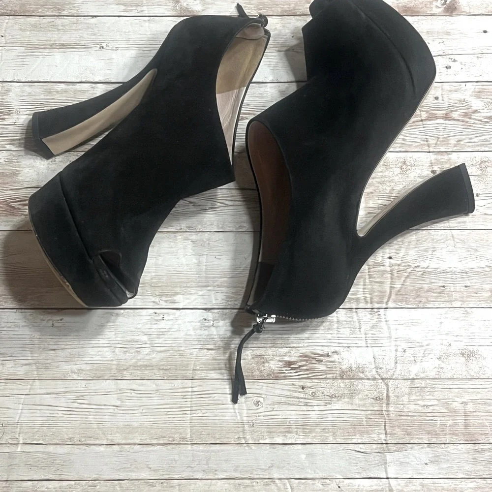 Miu Miu Black Suede Sculptural Heels